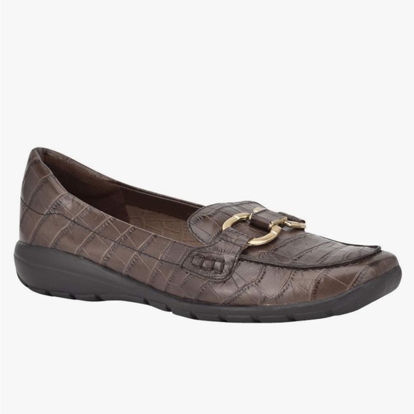 Easy Spirit Avienta Brown Croc Leather Brass Horsebit Loafers Shoes Size 10M - Picture 12 of 13